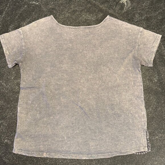 AE Blue Short Sleeve Top, Crochet Trim, M - Picture 3 of 5